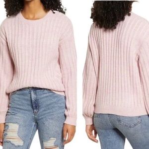 BLANK NYC Heather Ribbed Crewneck Sweater - Lilac Mist Medium